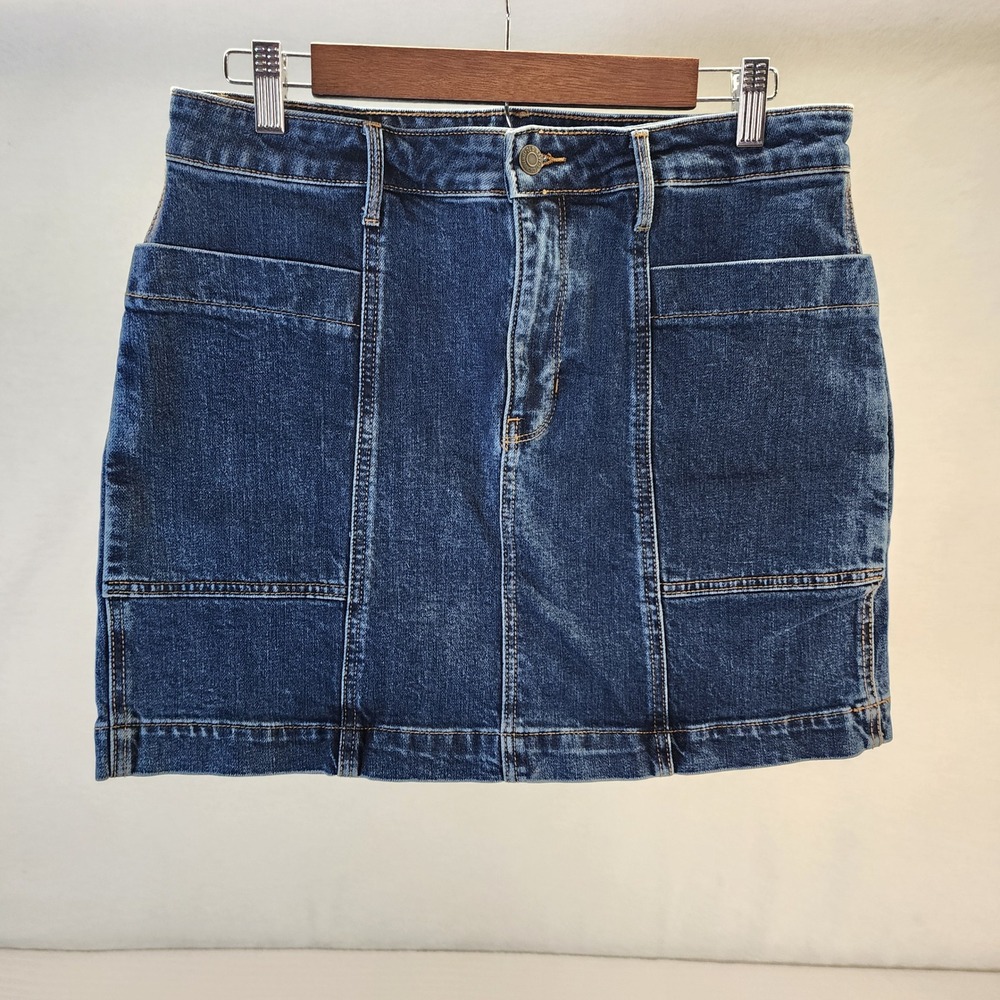 Old Navy Denim Mini Skirt Dark Wash‎ Blue Women's Size 10 Pockets Casual